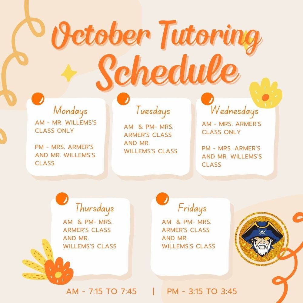 October Tutoring Schedule